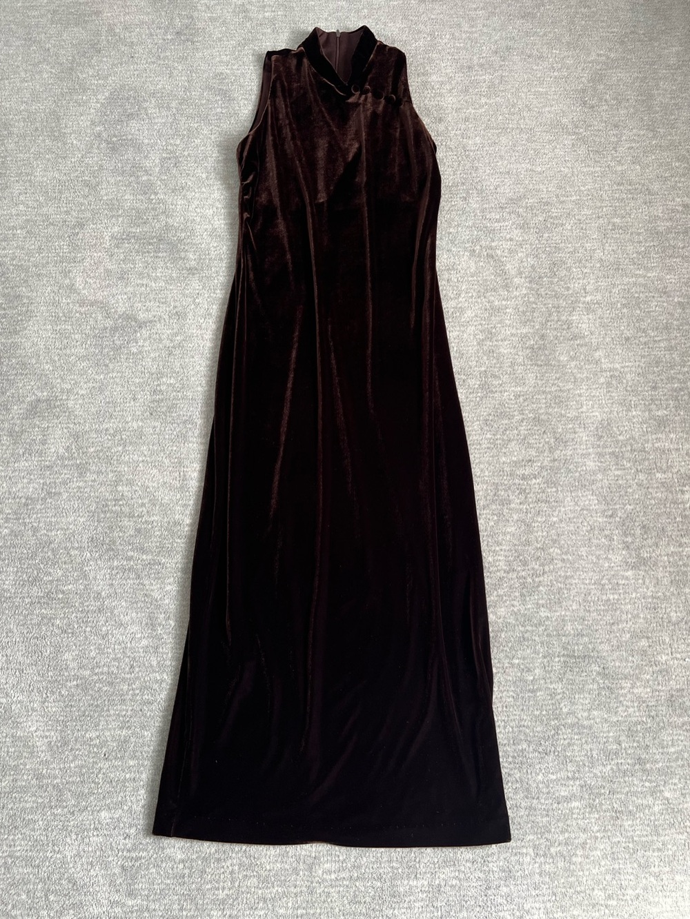 Vintage mica Sleeveless Brown Velvet Maxi Dress Sz. S/M